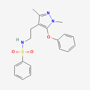 molecular formula C19H21N3O3S B2518293 N-[2-(1,3-dimethyl-5-phenoxy-1H-pyrazol-4-yl)ethyl]benzenesulfonamide CAS No. 477711-46-9
