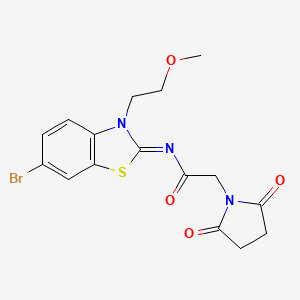 molecular formula C16H16BrN3O4S B2518323 (Z)-N-(6-溴-3-(2-甲氧基乙基)苯并[d]噻唑-2(3H)-亚甲基)-2-(2,5-二氧代吡咯烷-1-基)乙酰胺 CAS No. 864976-23-8