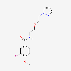 molecular formula C15H18FN3O3 B2518325 N-(2-(2-(1H-吡唑-1-基)乙氧基)乙基)-3-氟-4-甲氧基苯甲酰胺 CAS No. 2034566-71-5