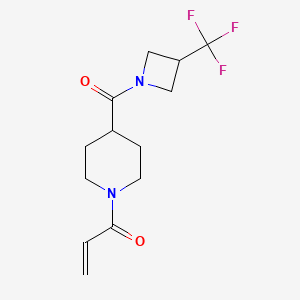 molecular formula C13H17F3N2O2 B2518333 1-[4-[3-(Trifluoromethyl)azetidine-1-carbonyl]piperidin-1-yl]prop-2-en-1-one CAS No. 2361684-53-7