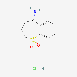 molecular formula C10H14ClNO2S B2518347 1,1-二氧代-2,3,4,5-四氢-1lambda6-苯并噻吩-5-胺；盐酸盐 CAS No. 2413897-35-3