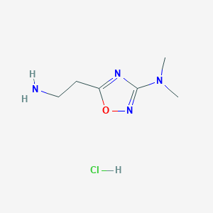 molecular formula C6H13ClN4O B2518349 5-(2-氨基乙基)-N,N-二甲基-1,2,4-恶二唑-3-胺；盐酸盐 CAS No. 2413905-11-8