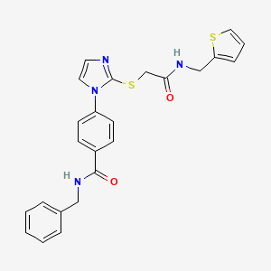 molecular formula C24H22N4O2S2 B2518351 N-benzyl-4-{2-[({[(thiophen-2-yl)methyl]carbamoyl}methyl)sulfanyl]-1H-imidazol-1-yl}benzamide CAS No. 1207046-78-3
