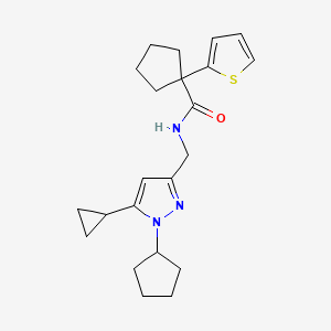 N-((1-cyclopentyl-5-cyclopropyl-1H-pyrazol-3-yl)methyl)-1-(thiophen-2-yl)cyclopentanecarboxamide