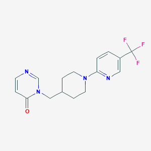 molecular formula C16H17F3N4O B2518401 3-({1-[5-(Trifluoromethyl)pyridin-2-yl]piperidin-4-yl}methyl)-3,4-dihydropyrimidin-4-one CAS No. 2199386-01-9