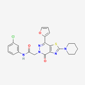 molecular formula C22H20ClN5O3S B2518402 N-(3-chlorophenyl)-2-(7-(furan-2-yl)-4-oxo-2-(piperidin-1-yl)thiazolo[4,5-d]pyridazin-5(4H)-yl)acetamide CAS No. 1105208-77-2