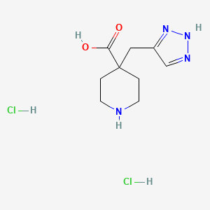 molecular formula C9H16Cl2N4O2 B2518404 4-((1H-1,2,3-Triazol-5-yl)methyl)piperidine-4-carboxylic acid dihydrochloride CAS No. 2230803-81-1