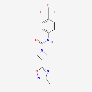 molecular formula C14H13F3N4O2 B2518414 3-(3-methyl-1,2,4-oxadiazol-5-yl)-N-(4-(trifluoromethyl)phenyl)azetidine-1-carboxamide CAS No. 1327629-31-1