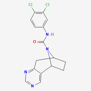 molecular formula C16H14Cl2N4O B2518418 (5R,8S)-N-(3,4-dichlorophenyl)-6,7,8,9-tetrahydro-5H-5,8-epiminocyclohepta[d]pyrimidine-10-carboxamide CAS No. 1903848-39-4