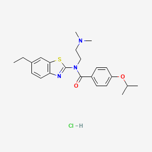 molecular formula C23H30ClN3O2S B2518421 N-(2-(dimethylamino)ethyl)-N-(6-ethylbenzo[d]thiazol-2-yl)-4-isopropoxybenzamide hydrochloride CAS No. 1215369-08-6