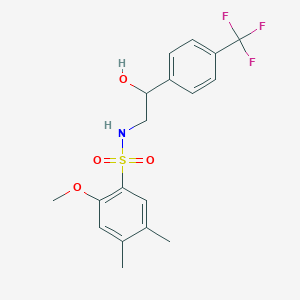 molecular formula C18H20F3NO4S B2518431 N-(2-hydroxy-2-(4-(trifluoromethyl)phenyl)ethyl)-2-methoxy-4,5-dimethylbenzenesulfonamide CAS No. 1351659-99-8