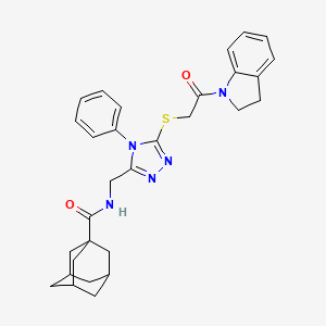 molecular formula C30H33N5O2S B2518444 N-[(5-{[2-(2,3-dihydro-1H-indol-1-yl)-2-oxoethyl]sulfanyl}-4-phenyl-4H-1,2,4-triazol-3-yl)methyl]adamantane-1-carboxamide CAS No. 476452-19-4