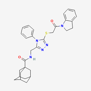 N-[[5-[2-(2,3-dihydroindol-1-yl)-2-oxoethyl]sulfanyl-4-phenyl-1,2,4-triazol-3-yl]methyl]adamantane-1-carboxamide