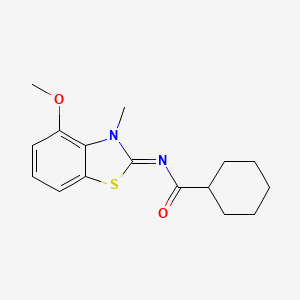 molecular formula C16H20N2O2S B2518461 N-[(2E)-4-methoxy-3-methyl-2,3-dihydro-1,3-benzothiazol-2-ylidene]cyclohexanecarboxamide CAS No. 441291-48-1
