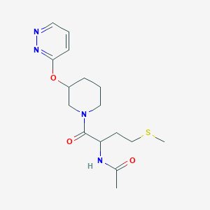 molecular formula C16H24N4O3S B2518465 N-(4-(methylthio)-1-oxo-1-(3-(pyridazin-3-yloxy)piperidin-1-yl)butan-2-yl)acetamide CAS No. 2034207-98-0