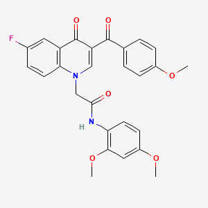 molecular formula C27H23FN2O6 B2518474 N-(2,4-dimethoxyphenyl)-2-[6-fluoro-3-(4-methoxybenzoyl)-4-oxo-1,4-dihydroquinolin-1-yl]acetamide CAS No. 866348-68-7