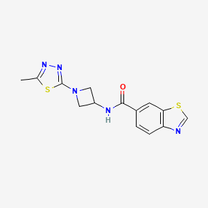molecular formula C14H13N5OS2 B2518495 N-[1-(5-Methyl-1,3,4-thiadiazol-2-yl)azetidin-3-yl]-1,3-benzothiazole-6-carboxamide CAS No. 2415455-48-8