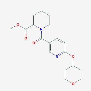 molecular formula C18H24N2O5 B2518536 methyl 1-[6-(oxan-4-yloxy)pyridine-3-carbonyl]piperidine-2-carboxylate CAS No. 1902920-86-8