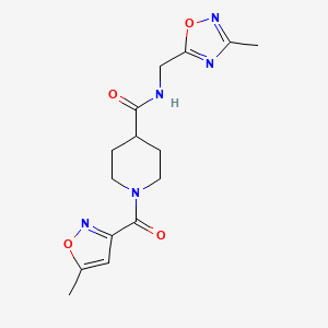 molecular formula C15H19N5O4 B2518569 N-[(3-methyl-1,2,4-oxadiazol-5-yl)methyl]-1-(5-methyl-1,2-oxazole-3-carbonyl)piperidine-4-carboxamide CAS No. 1334369-81-1