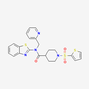 molecular formula C23H22N4O3S3 B2518590 N-(1,3-benzothiazol-2-yl)-N-[(pyridin-2-yl)methyl]-1-(thiophene-2-sulfonyl)piperidine-4-carboxamide CAS No. 941896-56-6