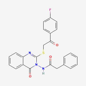 molecular formula C24H18FN3O3S B2518630 N-(2-{[2-(4-fluorophenyl)-2-oxoethyl]sulfanyl}-4-oxo-3,4-dihydroquinazolin-3-yl)-2-phenylacetamide CAS No. 443354-27-6