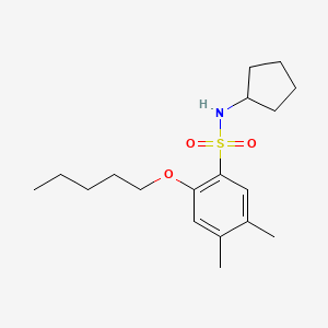 molecular formula C18H29NO3S B2518662 N-cyclopentyl-4,5-dimethyl-2-(pentyloxy)benzene-1-sulfonamide CAS No. 1215802-37-1