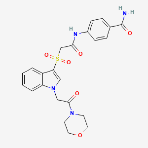 4-(2-((1-(2-morpholino-2-oxoethyl)-1H-indol-3-yl)sulfonyl)acetamido)benzamide