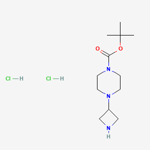molecular formula C12H25Cl2N3O2 B2518692 Tert-butyl 4-(azetidin-3-yl)piperazine-1-carboxylate dihydrochloride CAS No. 1803566-76-8