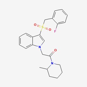 2-(3-((2-fluorobenzyl)sulfonyl)-1H-indol-1-yl)-1-(2-methylpiperidin-1-yl)ethanone