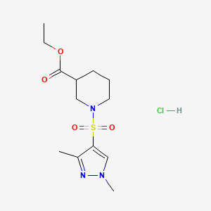 ethyl 1-((1,3-dimethyl-1H-pyrazol-4-yl)sulfonyl)piperidine-3-carboxylate hydrochloride