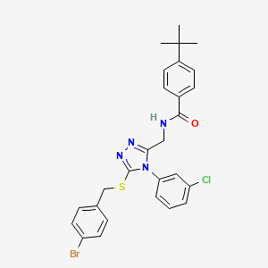 molecular formula C27H26BrClN4OS B2518714 N-[(5-{[(4-bromophenyl)methyl]sulfanyl}-4-(3-chlorophenyl)-4H-1,2,4-triazol-3-yl)methyl]-4-tert-butylbenzamide CAS No. 389070-70-6
