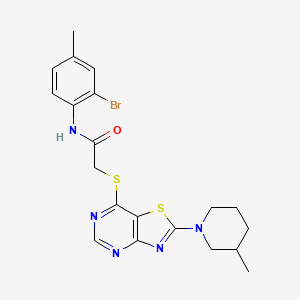 molecular formula C20H22BrN5OS2 B2518728 N-(2-bromo-4-methylphenyl)-2-((2-(3-methylpiperidin-1-yl)thiazolo[4,5-d]pyrimidin-7-yl)thio)acetamide CAS No. 1207007-47-3