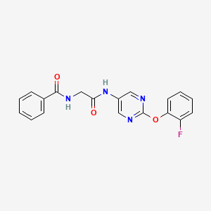 molecular formula C19H15FN4O3 B2518736 N-(2-((2-(2-fluorophenoxy)pyrimidin-5-yl)amino)-2-oxoethyl)benzamide CAS No. 1421524-55-1