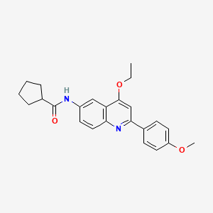 molecular formula C24H26N2O3 B2518750 N-[4-ethoxy-2-(4-methoxyphenyl)quinolin-6-yl]cyclopentanecarboxamide CAS No. 1207046-98-7