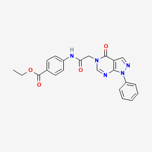 molecular formula C22H19N5O4 B2518760 ethyl 4-(2-(4-oxo-1-phenyl-1H-pyrazolo[3,4-d]pyrimidin-5(4H)-yl)acetamido)benzoate CAS No. 656831-82-2