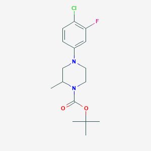 molecular formula C16H22ClFN2O2 B2518763 Tert-butyl 4-(4-chloro-3-fluorophenyl)-2-methylpiperazine-1-carboxylate CAS No. 1803585-83-2
