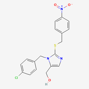 molecular formula C18H16ClN3O3S B2518772 (1-(4-chlorobenzyl)-2-((4-nitrobenzyl)thio)-1H-imidazol-5-yl)methanol CAS No. 899999-94-1