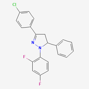 molecular formula C21H15ClF2N2 B2518774 3-(4-chlorophenyl)-1-(2,4-difluorophenyl)-5-phenyl-4,5-dihydro-1H-pyrazole CAS No. 478050-14-5