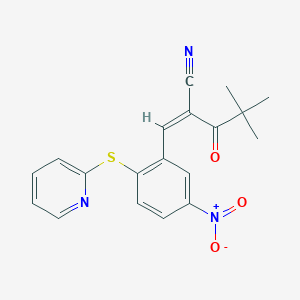 2-(2,2-Dimethylpropanoyl)-3-(5-nitro-2-(2-pyridylthio)phenyl)prop-2-enenitrile