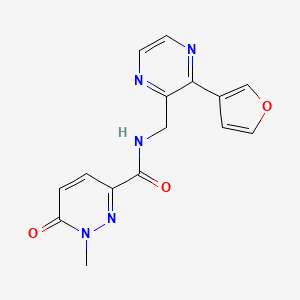 molecular formula C15H13N5O3 B2518784 N-((3-(furan-3-yl)pyrazin-2-yl)methyl)-1-methyl-6-oxo-1,6-dihydropyridazine-3-carboxamide CAS No. 2034500-27-9