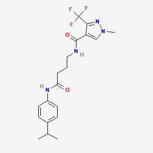 molecular formula C19H23F3N4O2 B2518797 N-[4-(4-isopropylanilino)-4-oxobutyl]-1-methyl-3-(trifluoromethyl)-1H-pyrazole-4-carboxamide CAS No. 956543-83-2
