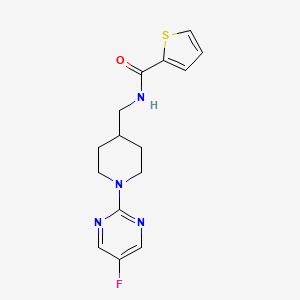 molecular formula C15H17FN4OS B2518857 N-((1-(5-fluoropyrimidin-2-yl)piperidin-4-yl)methyl)thiophene-2-carboxamide CAS No. 2034380-02-2