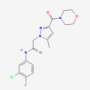 N-(3-chloro-4-fluorophenyl)-2-(5-methyl-3-(morpholine-4-carbonyl)-1H-pyrazol-1-yl)acetamide