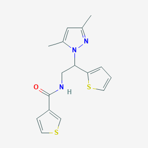 molecular formula C16H17N3OS2 B2518894 N-(2-(3,5-dimethyl-1H-pyrazol-1-yl)-2-(thiophen-2-yl)ethyl)thiophene-3-carboxamide CAS No. 2034273-92-0