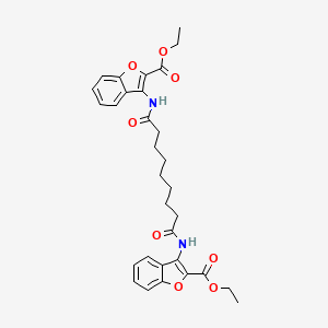 molecular formula C31H34N2O8 B2518902 ethyl 3-(8-{[2-(ethoxycarbonyl)-1-benzofuran-3-yl]carbamoyl}octanamido)-1-benzofuran-2-carboxylate CAS No. 477502-22-0