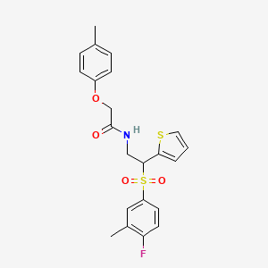 B2518910 N-(2-((4-fluoro-3-methylphenyl)sulfonyl)-2-(thiophen-2-yl)ethyl)-2-(p-tolyloxy)acetamide CAS No. 946298-23-3