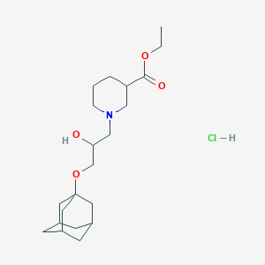 molecular formula C21H36ClNO4 B2518915 Ethyl 1-[3-(adamantan-1-yloxy)-2-hydroxypropyl]piperidine-3-carboxylate hydrochloride CAS No. 1215729-09-1