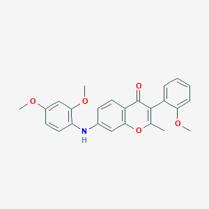 molecular formula C25H23NO5 B2519025 7-((2,4-dimethoxyphenyl)amino)-3-(2-methoxyphenyl)-2-methyl-4H-chromen-4-one CAS No. 864753-62-8