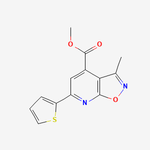 molecular formula C13H10N2O3S B2519061 Methyl 3-methyl-6-(thiophen-2-yl)isoxazolo[5,4-b]pyridine-4-carboxylate CAS No. 879352-51-9