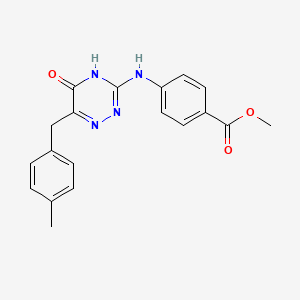 molecular formula C19H18N4O3 B2519062 Methyl 4-((6-(4-methylbenzyl)-5-oxo-4,5-dihydro-1,2,4-triazin-3-yl)amino)benzoate CAS No. 898650-96-9